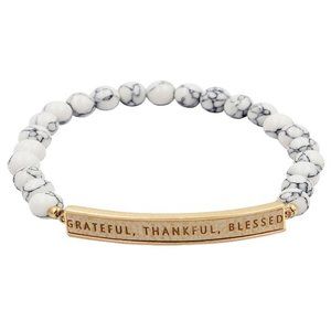 GRATEFUL THANKFUL BLESSED Stone Stretch Bracelet